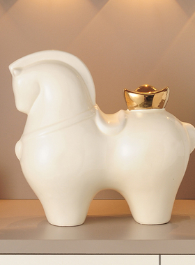 马上有钱客厅玄关酒柜装饰品摆件轻奢高档办公室马上成功开业礼物