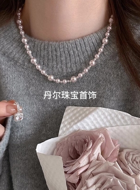 2026新款爆款项链女轻奢小众高级感珍珠项链百搭毛衣链送女友礼物