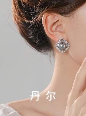 丹尔925银针耳钉气质高级感轻奢耳钉女精致优雅珍珠耳饰女生礼物