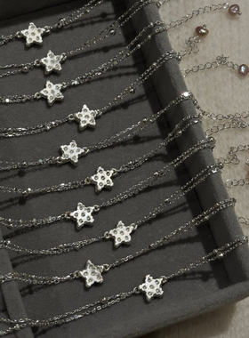 S925纯银玛德琳贝壳星星饼干手链小清新精致百搭双层链手饰