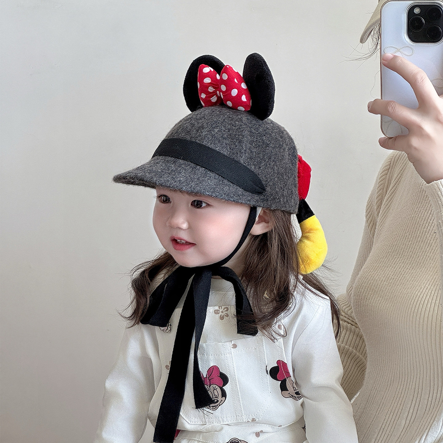 儿童帽子秋冬季可爱米妮蝴蝶结女宝宝鸭舌帽婴儿保暖女童毛呢礼帽,淘宝优惠券,粉丝福利购,淘宝优惠卷