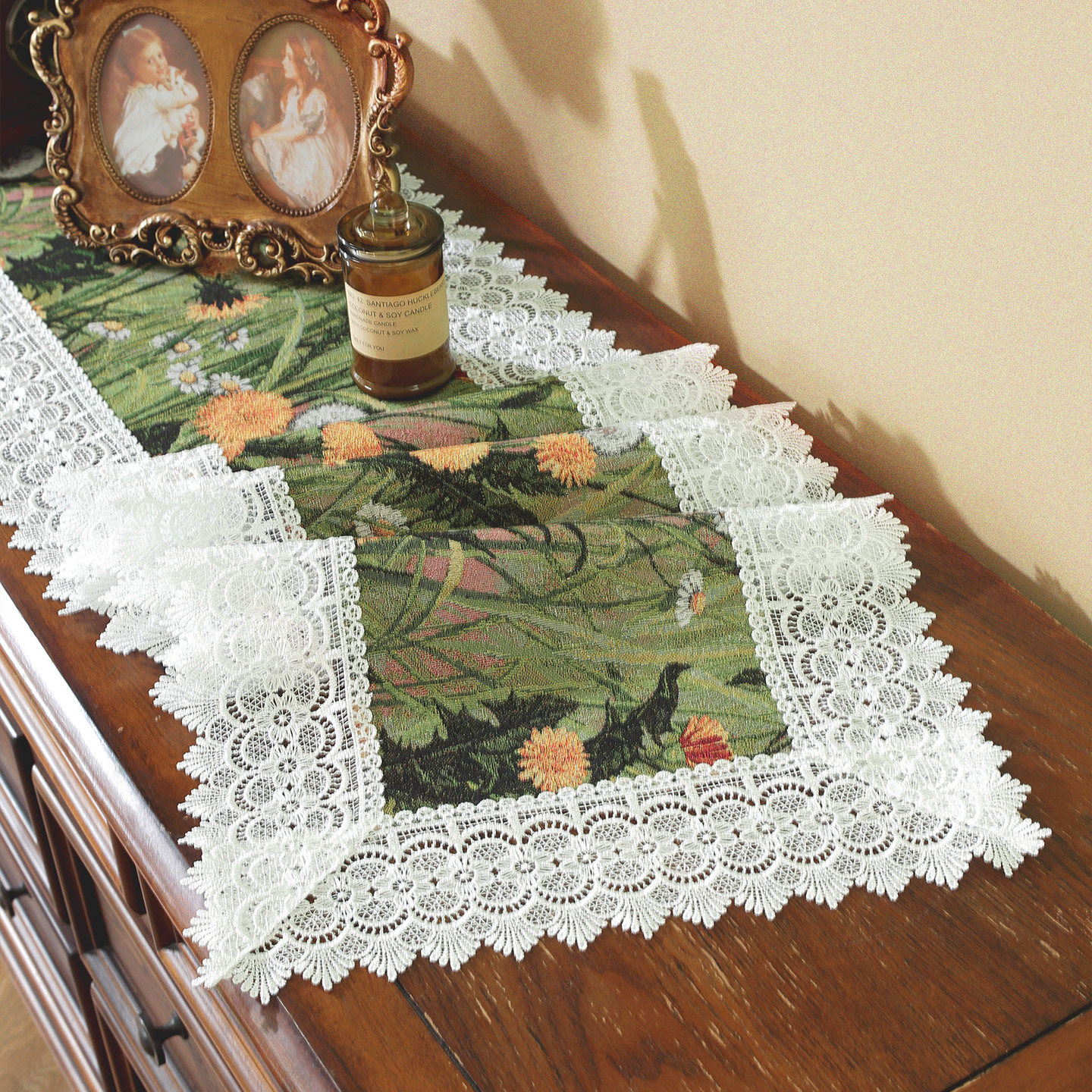 美式复古桌旗斗柜装饰长条电视柜餐桌桌布鞋柜布置入户柜蕾丝盖布,淘宝优惠券,粉丝福利购,淘宝优惠卷