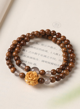 男女小叶紫檀玫瑰花手串