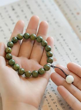 情侣绿檀民族风莲花木质双圈手串