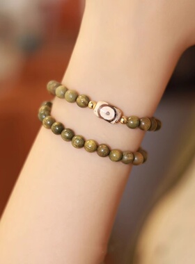 男女绿檀木民族风天珠手串