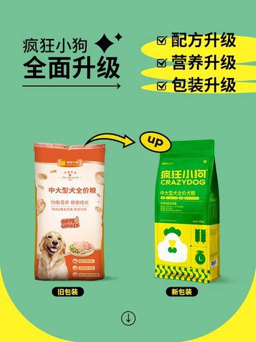 疯狂小狗狗粮40斤装通用型金毛拉布拉多边牧柴犬中大型犬成犬幼犬-图0