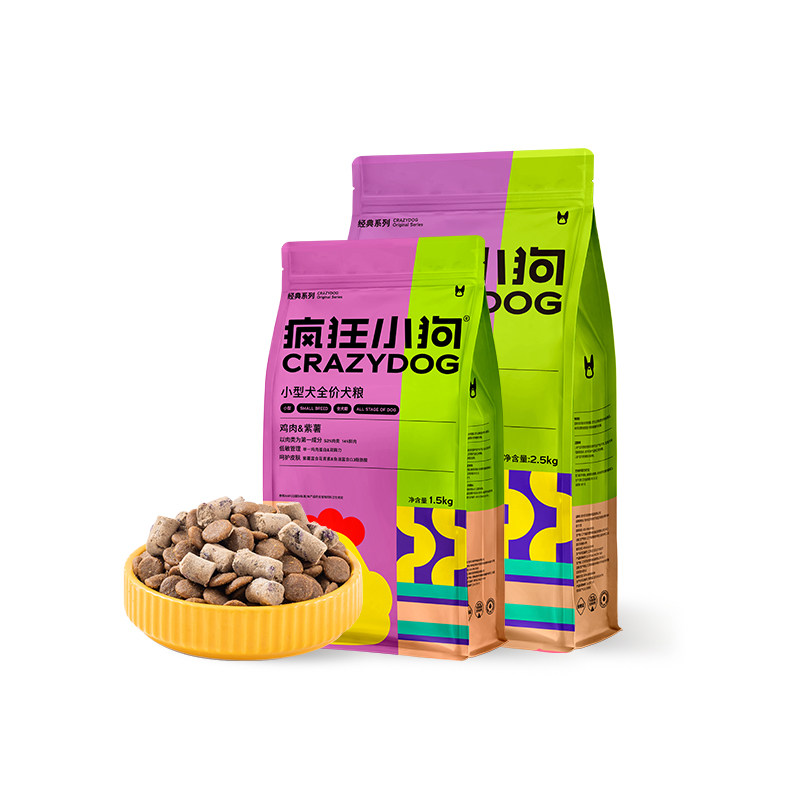 疯狂小狗狗粮3斤小型犬幼犬成犬粮泰迪比熊通用鸡肉紫薯低敏狗粮,淘宝优惠券,粉丝福利购,淘宝优惠卷