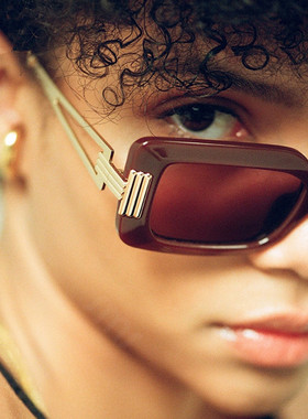 欧美ins新款女方形小框金属墨镜潮流街拍复古太阳镜sunglasses