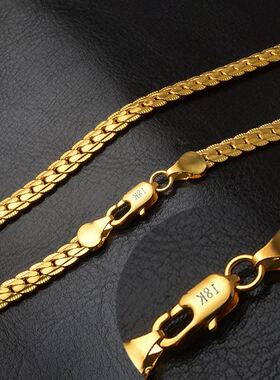 金项链 Gold Color bracelet fashion jewelry 5mm 18K men chain