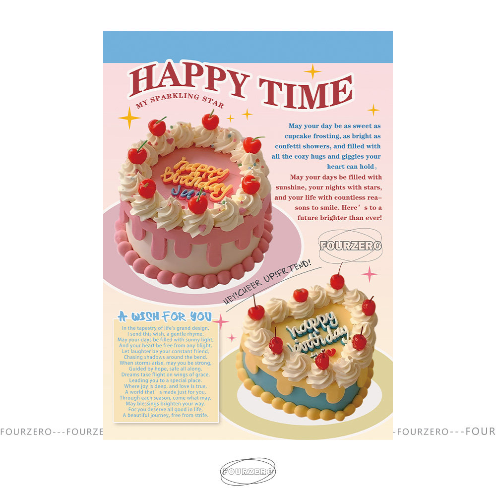 肆林自制美式复古生日蛋糕海报 卧室房子背景桌面装饰画墙贴,淘宝优惠券,粉丝福利购,淘宝优惠卷