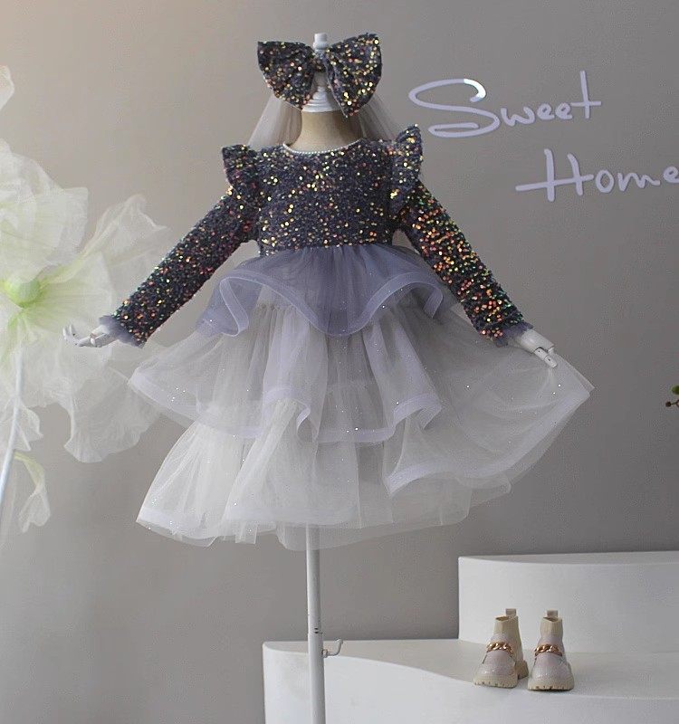 女童蛋糕连衣裙2025秋冬新款丝绒亮片宝宝高端洋气礼服公主蓬蓬裙,淘宝优惠券,粉丝福利购,淘宝优惠卷