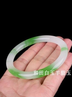 天然新疆和田玉青花玉手镯