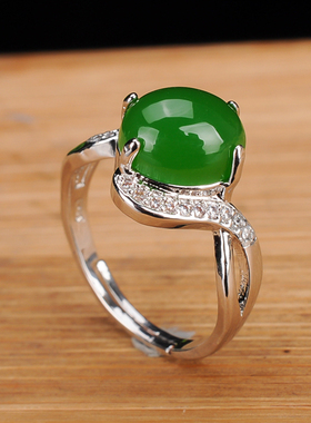 天然和田玉碧玉戒指女款
