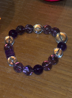 紫繁珠 黄打屁蛇年紫气闪上岸学事业智慧石九离紫火天然水晶手串