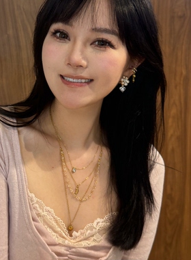 日升月落 黄打屁复古小众设计感极繁百搭钛钢颈链项链锁骨链组合