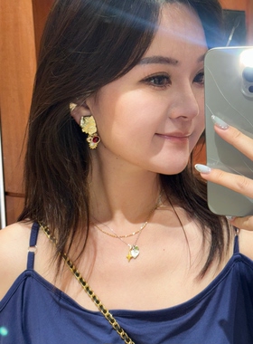 敬弗里达 黄打屁原创设计小众红色灵感灵动仙闪质感925银耳钉耳夹