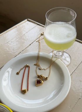 显影记 黄打屁原创设计复古小众爱心甜仙百搭夸张叠戴钛钢项链颈