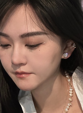 眼泪与圣徒黄打屁锆石ins风耳钉