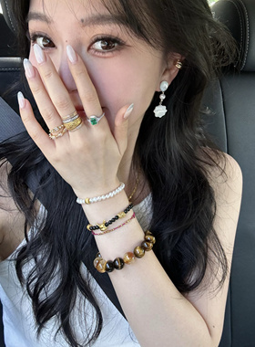 雾霭金色黄昏黄打屁天然黄塔晶水晶虎眼石招财好运旺事业手链手串