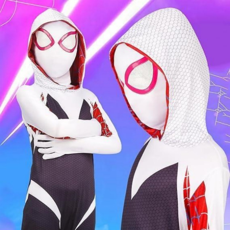 格温女蜘蛛侠紧身衣连体衣cosplay圣诞节万圣节儿童成人表演服装 - 图1
