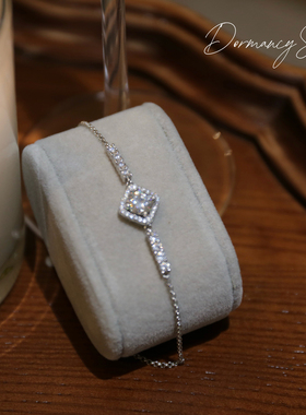 「莫桑钻系列」几何纯银方糖手链