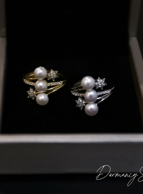 「双子星」天然淡水珍珠百搭戒指