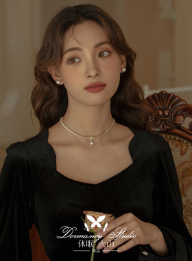 「维多利亚」宫廷风锆石珍珠项圈