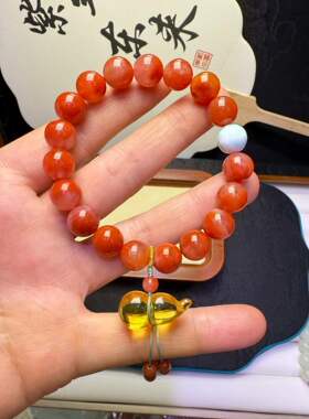 天然南红玛瑙手链女款单圈手串送妈妈女儿女友闺蜜节日生日礼物