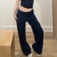 Little Seagull Striped Sports Wide Leg Pants Women's 2026 Spring and Summer Low Waist Loose Drawstring Straight Casual Long Guard Pants