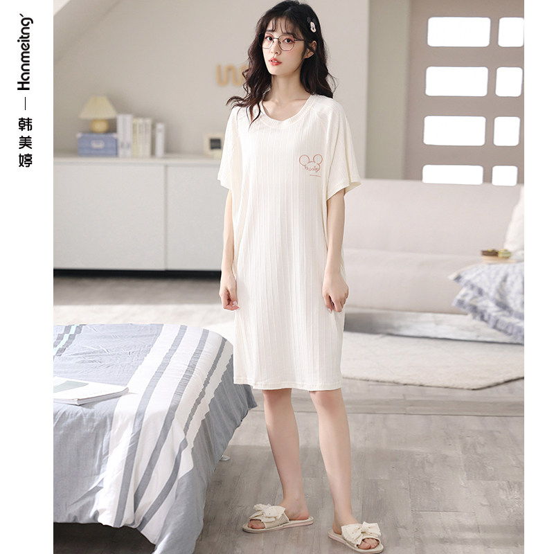 2021年新款睡裙纯棉夏天韩版中裙 韩美婷睡裙