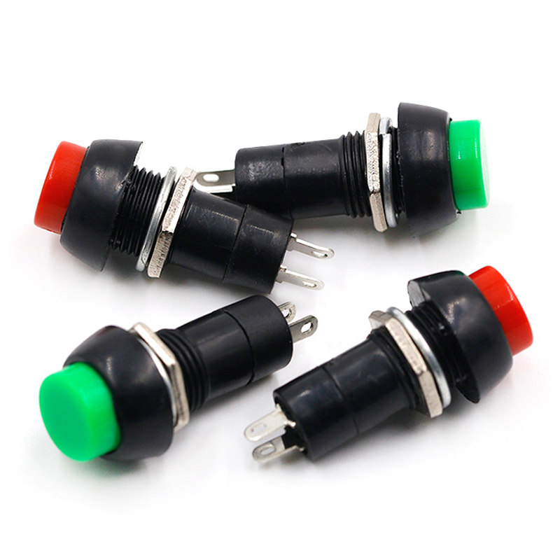 按钮开关PBS-11直键带锁自锁/无锁自复位按键电源开关开孔12MM_虎窝淘
