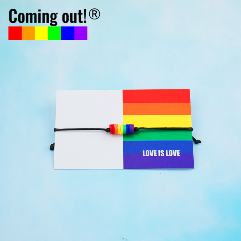 Coming out!原创设计软珠手绳六色彩虹骄傲手工编织情侣手链夏季