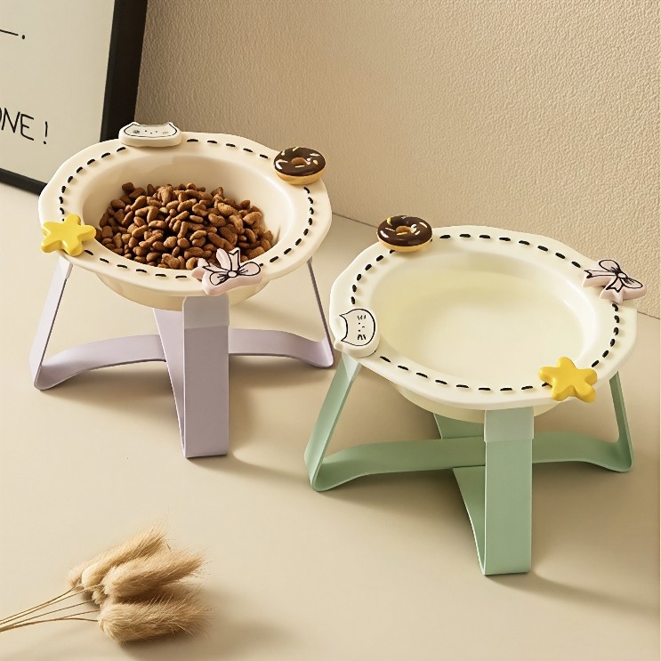 浮雕宠物碗猫碗陶瓷碗狗狗吃饭喝水碗食盆防黑下巴带支架猫狗碗,淘宝优惠券,粉丝福利购,淘宝优惠卷