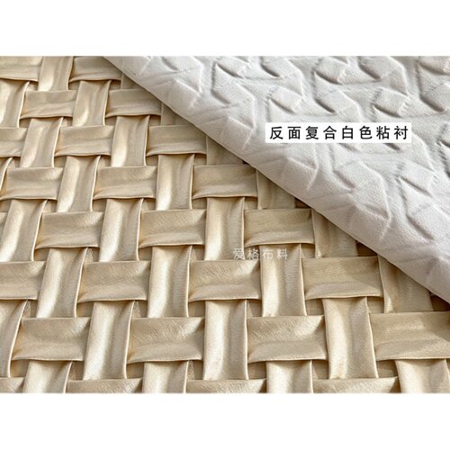 光泽柔软垂坠 香槟棕色醋酸缎编织后加工设计师面料半裙上衣布料 - 图3