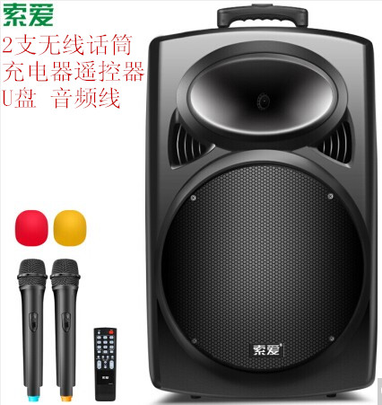 索愛(soaiy)SA-T20 12英寸廣場舞音響 藍芽2只 無線麥克風 話筒