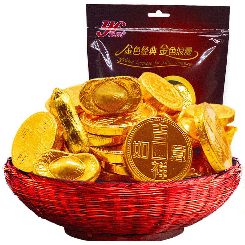 意芙金币元宝巧克力散装500g硬钱币零食年货烘焙装饰（代可可脂）,淘宝优惠券,粉丝福利购,淘宝优惠卷