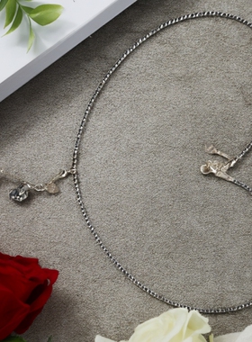 天然太赫兹能量石刻面锁骨链紫砂爱心吊坠项链百搭浪漫925银抽绳