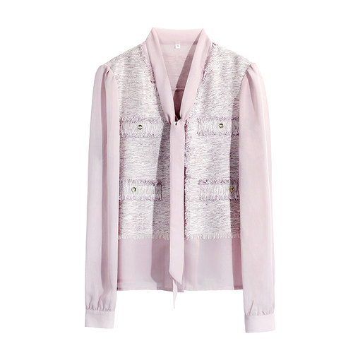 OFFIY-重要场合小衫初春独特超好看小香风上衣气质飘带衬衫25新款 - 图3