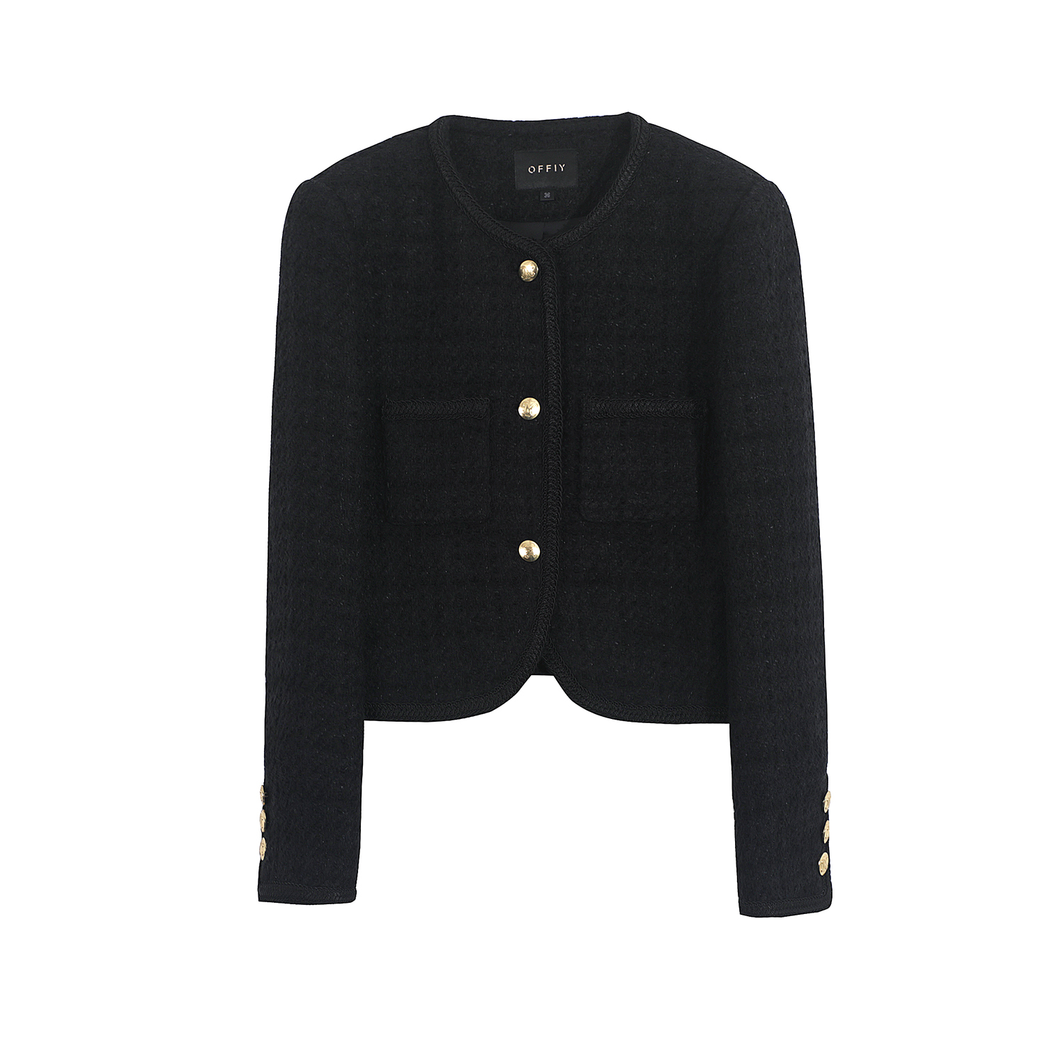 OFFIY-断货王CEL*NE同款 羊毛黑金小香风秋冬巨好看短外套25新款 - 图3