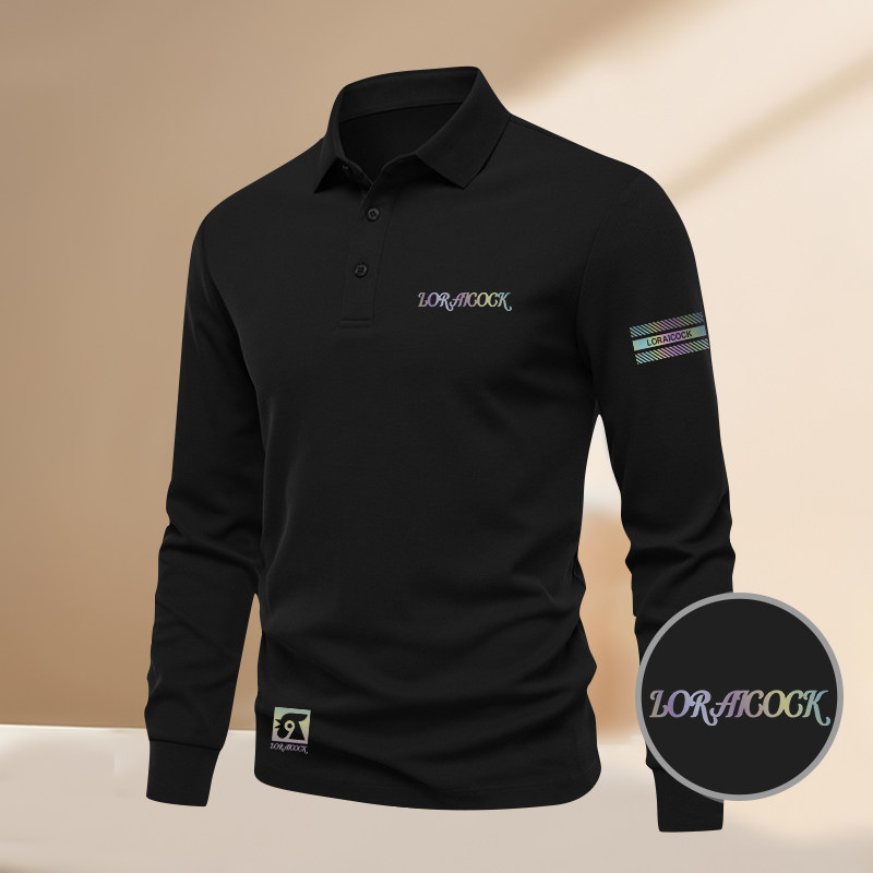 2025男士时尚轻奢休闲商务翻领新款长袖T恤秋冬POLO时尚印花上衣,淘宝优惠券,粉丝福利购,淘宝优惠卷