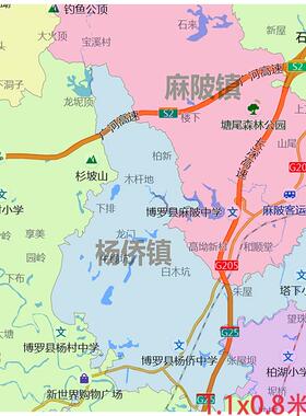 新款博罗县地图定制省市县区书房办公室装饰画行政街道图