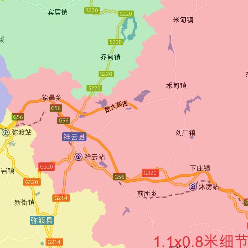 大理白族自治州地图街道可定制云南省电子版JPG素材高清图片交通-图2