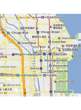 美国芝加哥Chicago地图路线定制移民外贸旅游公司旅行社街道书