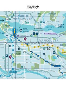 温哥华轨道交通地图英文版 Vancouver Metro 留学旅行社装饰画