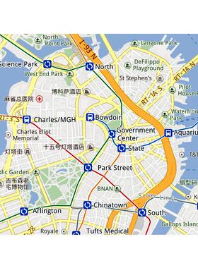 美国波士顿Boston地图路线定制移民外贸旅游公司旅行社街道书房