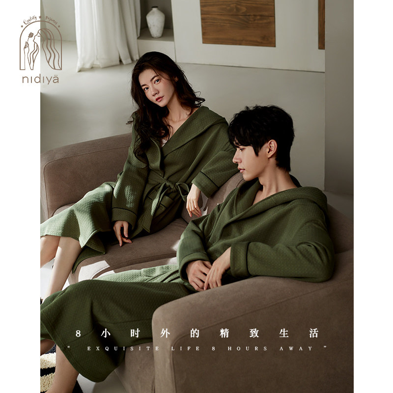 妮狄娅秋季睡衣睡袍女纯棉加厚夹层男简约时尚保暖浴袍秋冬家居服,淘宝优惠券,粉丝福利购,淘宝优惠卷