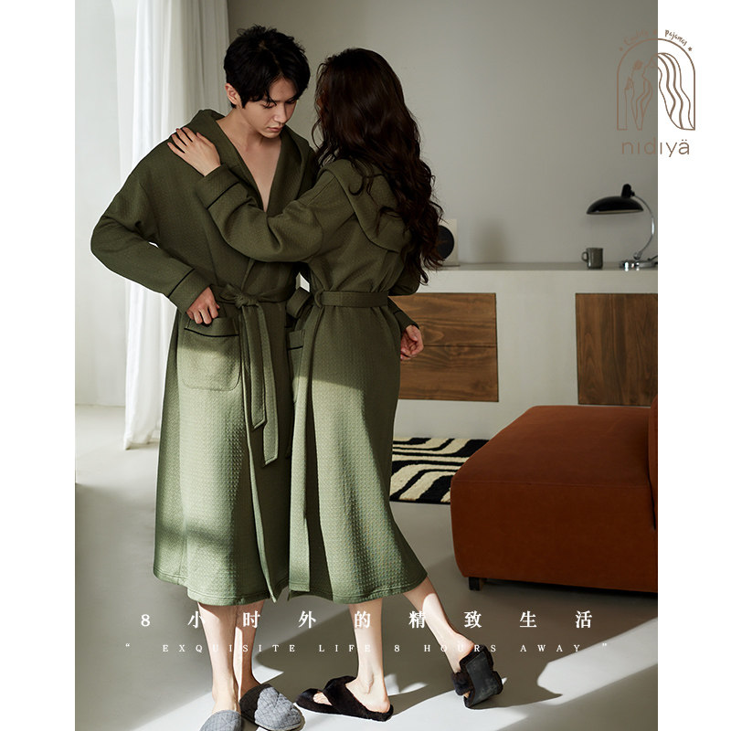 妮狄娅秋季睡衣睡袍女纯棉加厚夹层男简约时尚保暖浴袍秋冬家居服,淘宝优惠券,粉丝福利购,淘宝优惠卷