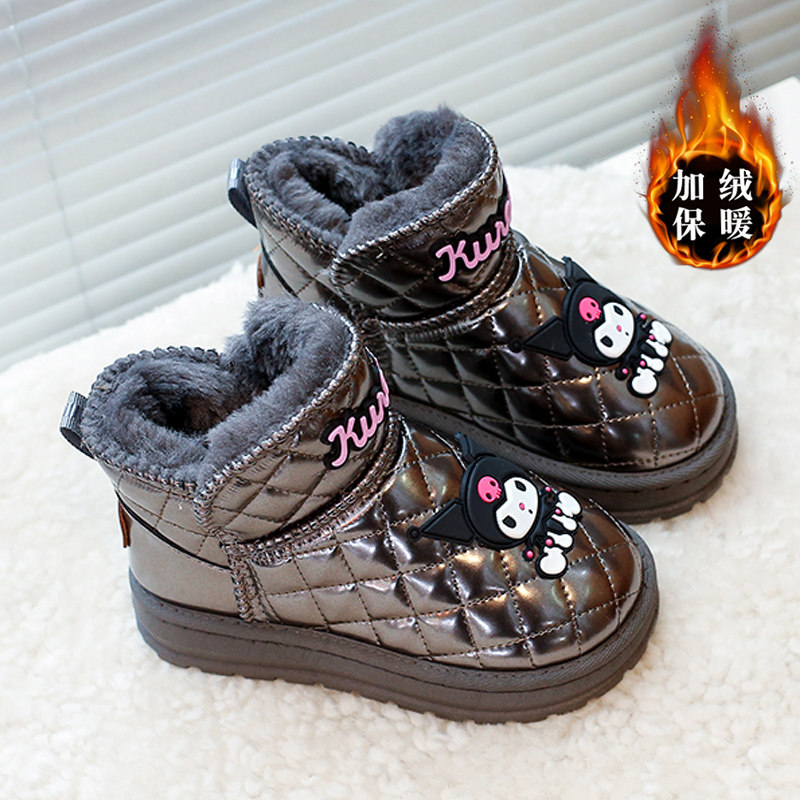 小黄鸭库洛米女童棉鞋加绒保暖冬季儿童黑色雪地靴女孩棉靴子东北,淘宝优惠券,粉丝福利购,淘宝优惠卷