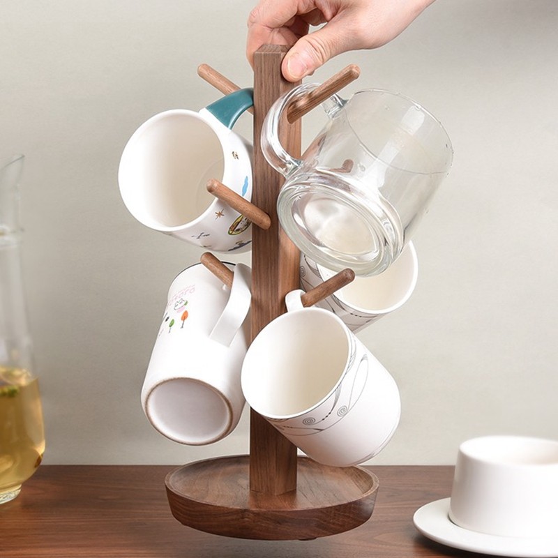 钥匙收纳摆件家用咖啡茶杯架高级感轻奢马克水杯架子置物架实木,淘宝优惠券,粉丝福利购,淘宝优惠卷