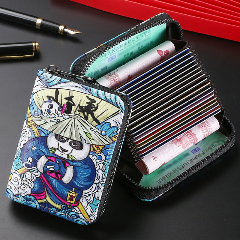 国潮熊猫卡通卡包男多卡位证件钱包 梦露风尚卡包